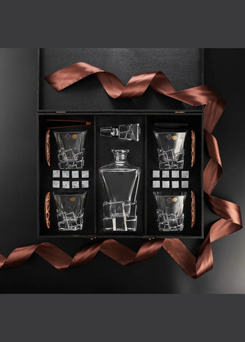Хрустальные бокалы для виски с четырьмя бокалами и графином Bohemia Crack и камнями для виски 310 мл Handmade WS408D (345646860)