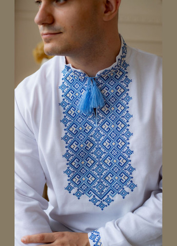 Белая мужская вышиванка vishivano4ka прямой хлопок (305418005)
