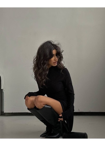 Чорна коктейльна, повсякденний, вечірня, ділова, кежуал жіноча сукня міні силуетна No Brand однотонна