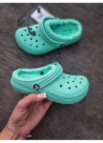 Фисташковые детские кроксы утепленные classic clog Crocs
