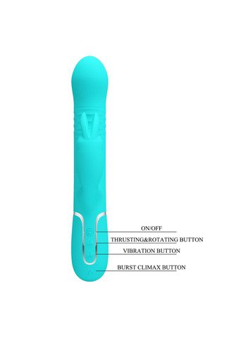 Вібратор-кролик з фрикціями і кульками, що обертаються, бірюзовий, 22.6 х 3.7 см Pretty Love (361670423)
