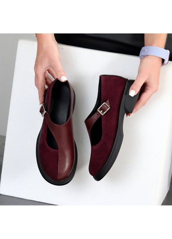 Helen Натуральные туфли в оригинальном дизайне бордовый з натуральная замша, натуральная кожа, украина — (355067583)