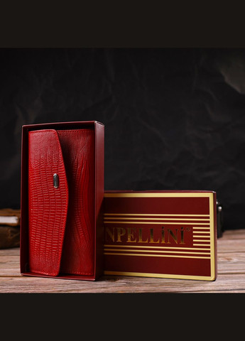 Жіночий гаманець з натуральної шкіри з тисненням із монетницею 21698 Червоний Canpellini (306881485)
