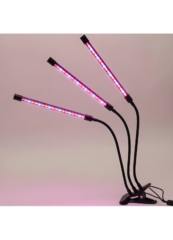 Ультрафиолетовая гибкая фитолампа на прищепке с таймером работой от USB для растений рассады 3 головки 30 w (480314-Prob) Unbranded (333380169)