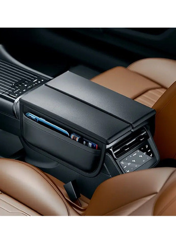 Комплект набір підлокітників накладок з кріпленням ремінцем на липучках кишенями для дрібних речей екошкіра (479543-Prob) Чорний Unbranded (322186312)