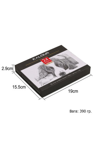 Прессованный художественный уголь Premium разной твердости, 24 штуки KALOUR (322650546)