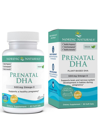 Жирные кислоты Prenatal DHA Vegan, 60 капсул Nordic Naturals (295899401)
