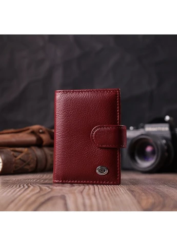 Практичная визитница из натуральной кожи ST Leather Бордовый Верховинка 22468 (398293578)