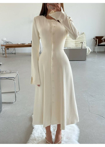 Молочна повсякденний, вечірня, ділова, кежуал жіноча сукня а-силует No Brand однотонна