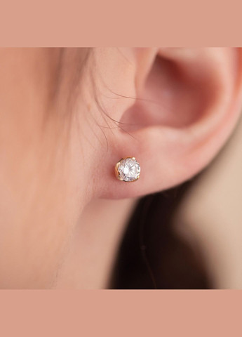 Сережки - пусети з фіанітами (жовте золото) с08346 Oniks (264025420)