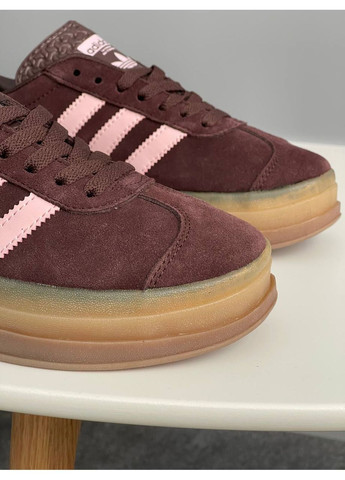 Кроссовки женские Adidas Gazelle Bold Platform Brown Pink | Адидас Газель коричневые No Brand коричневые демисезоны (360894509)