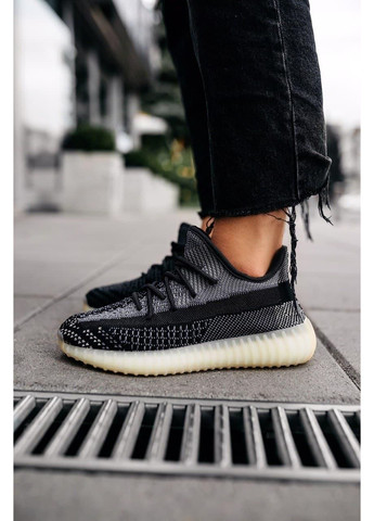 КРОССОВКИ ЖЕНСКИЕ ADIDAS YEEZY BOOST 350 V2 ASRIEL АДИДАС ИЗИ БУСТ No Brand чёрные демисезоны (369387329)