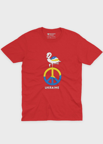 Красная летняя мужская футболка с патриотическим принтом ukraine (ts001-3-sre-005-1-075-f) Modno