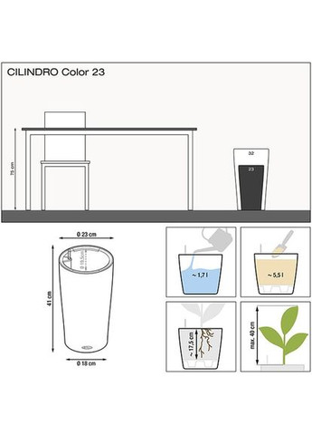 Кашпо Cilindro Color 23 серый 13943 Lechuza (316626982)