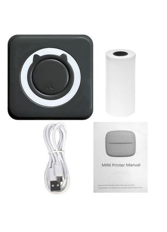 Портативный мини-принтер Bluetooth. Беспроводной термопринтер для заметок, фото, этикеток, черный China (351855006)