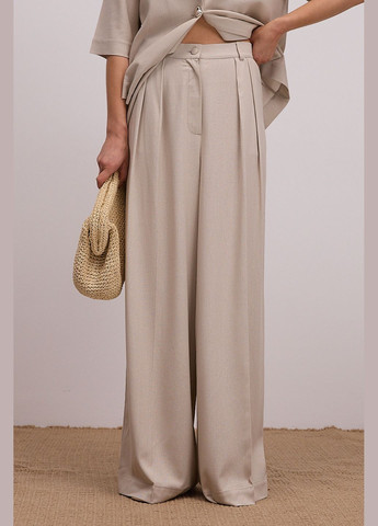 Женские палаццо из льна шоколадного цвета Arjen (340917480)