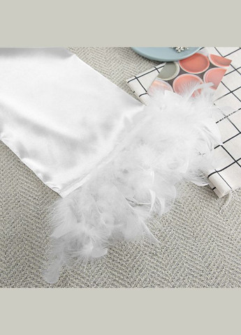 Весільний Халат довгий з пір'ям індика + сорочка - Білий колір No Brand (322414652)