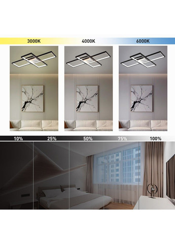 Смарт люстра управляемая светодиодная SVEN 3S 85 Вт 690x470x80 мм Чорно-белая ESLLSE (365446787)