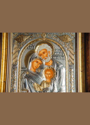 Срібна ікона "Святе Сімейство" прямокутної форми під склом 15.5х17см Silver Axion (266266031)