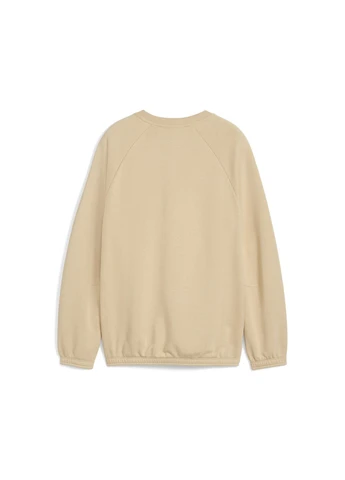 Puma детский свитшот butterfly vibe crew top youth однотонный бежевый спортивный хлопок, полиэстер, эластан