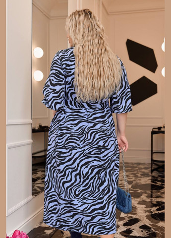 Голубое кэжуал женское платье софт No Brand зебра
