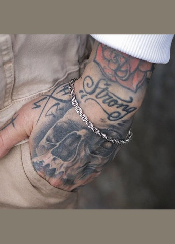 Чоловічий металевий срібний браслет, ланцюжок на руку, сталевий 5 мм No Brand (328251245)