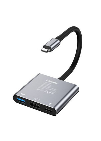 Концентратор (CW-HUB08) Colorway USB-C 3-in-1 USB 3.0 + HDMI 4K + USB-C PD100W (366691267)