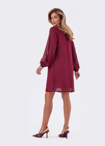 Бордовое кэжуал бордовое платье свободного кроя с вышивкой Dressa однотонное