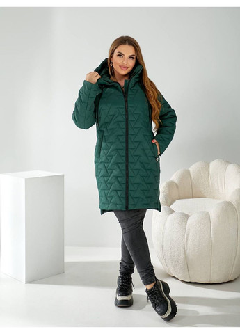 Зелена зимня зимова куртка-пальто на біопуху з капюшоном MonCher