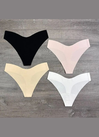 Гладкі безшовні стрінги жіночі з V-вирізом, лазерна обробка країв набір 4 шт No Brand Стрінги (338221302)