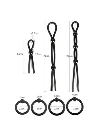 Набір ерекційних кілець і ласо (7 одиниць) - Чорний No Brand (327875516)