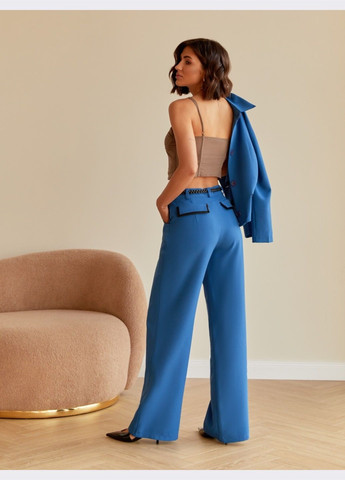 класичні прямі штани синього кольору Dressa (287340352)