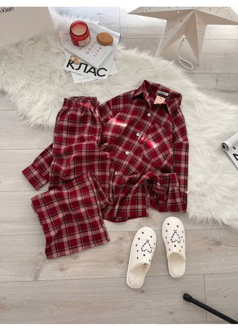 Бордова всесезон піжама жіноча сорочка + брюки Гермес