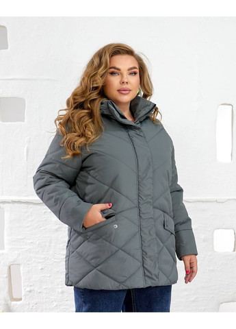 Графитовая зимняя куртка зимая плащевка эмми, синтепон 250, с карманами и капюшоном Україна
