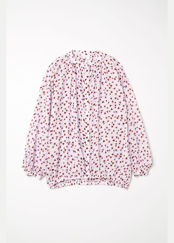 Світло-сіра блуза демісезон,світло-сірий в рожеві візерунки, H&M