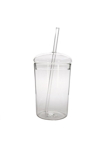 Стеклянный стакан с крышкой и трубочкой для смузи, коктейлей, айс кофе - Juice 450 мл More (300078523)