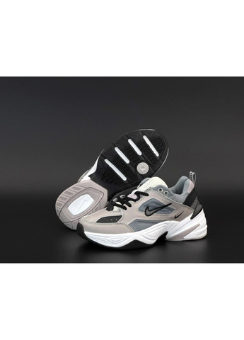 Серые демисезонные кроссовки мужские nike m2k tekno grey white black найк м2к текно No Brand