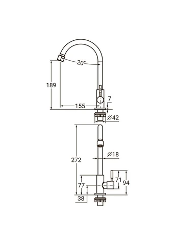 Змішувач KT 1/2" монокран на гайці SS KT-1G170P (9722601) AQUATICA (395985848)