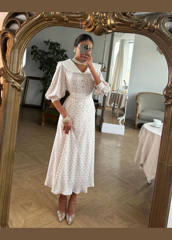 Белое повседневный, кэжуал платье No Brand с цветочным принтом