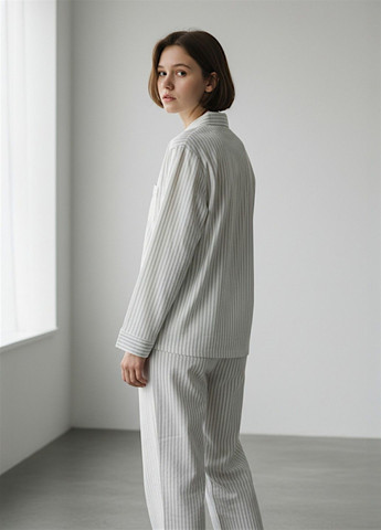 Серая всесезон женская пижама twill boyfriend pyjama set комплект для дома и сна серый (8243) рубашка + брюки Primark