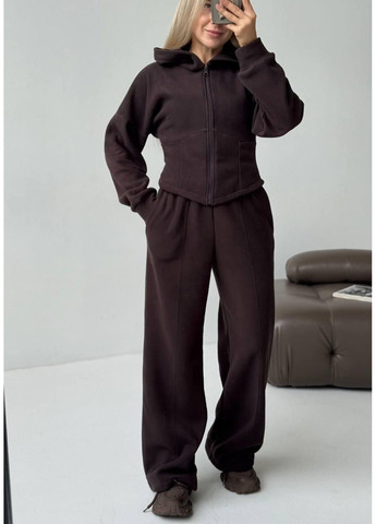 Костюм женский флисовый двойка теплый на зиму с капюшоном приталенный. JUGO Hype brand 0152 (366571161)