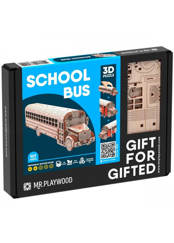 Деревянный 3D конструктор "Школьный автобус" 10107,107 деталей Mr.PLAYWOOD (367966779)
