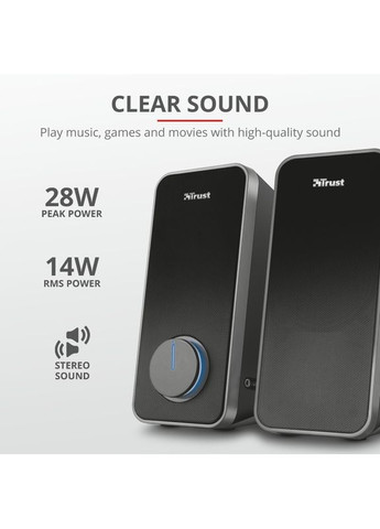 Акустична система 20179_TRUST Arys 2.0, 14Вт, USB/AUX, чорний Trust (364275027)