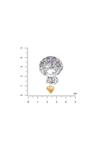 Брошка срібна з підвіскою-серце Панамі-Чраса Amethyst 925 Zirkon Skifska Etnika (364203280)