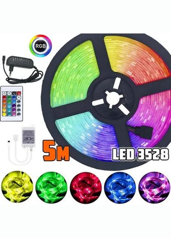 Светодиодная лента 3528 RGB с блоком и пультом управления 5м, лед лента подсветки для дома, видео свет RGB Technology SMD 3528 RGB (303724658)