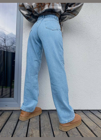 Жіночі стильні трендові блакитні джинси труби-палаццо якісні прямий крій Джинси No Brand - (285785586)