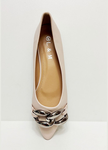 Жіночі балетки жіночі L&M | бежеві однотонні ланцюжки штучна шкіра (318678839)