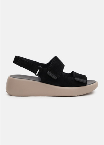 Черные черные замшевые босоножки на липучках на удобной платформе InFashion на липучке