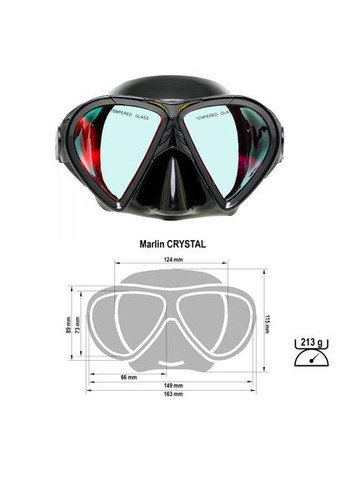 Маска Crystal Black с просветленным стеклом Marlin (328597229)
