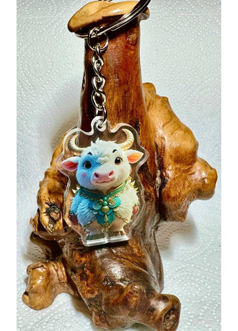 Акриловий брелок з кільцем для ключів із зображенням символу року за Китайським Гороскопом РІК БИКУ No Brand (314813401)